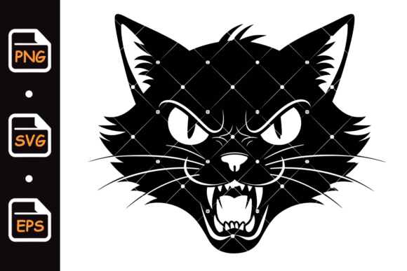 Angry Cat Illustration in Black