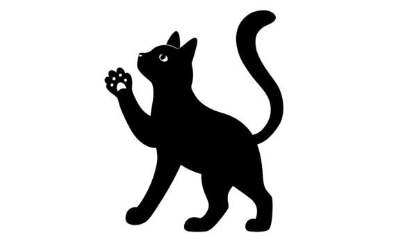Black Cat Reaching Silhouette