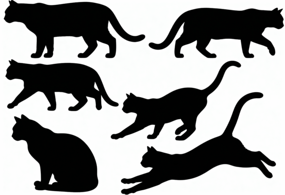 Black Cat Silhouettes Clipart