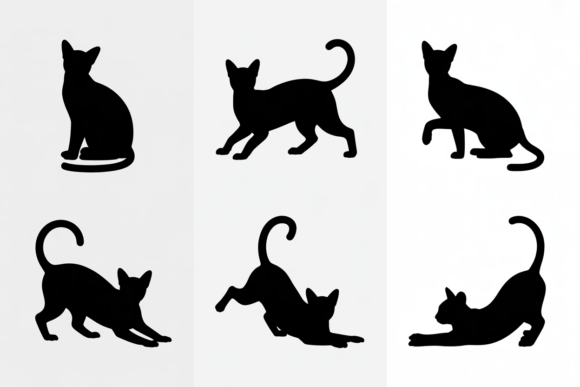 Black Cat Silhouettes Set Design