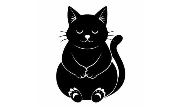 Black Cat Sitting Cute Silhouette Design