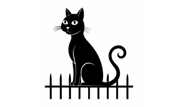 Black Cat Sitting on Fence