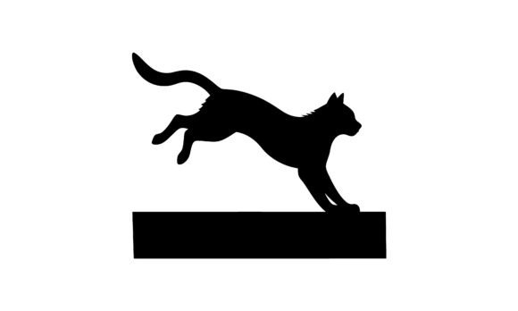 Black Silhouette of a Jumping Cat