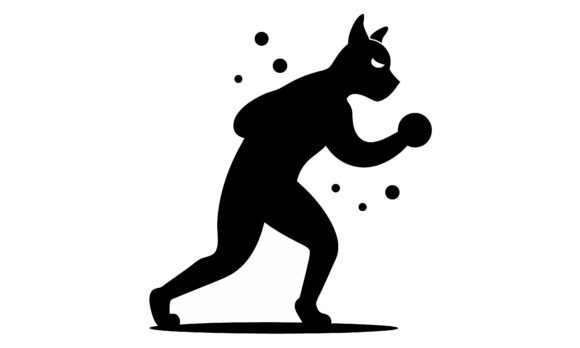 Boxing Cat Silhouette Vector