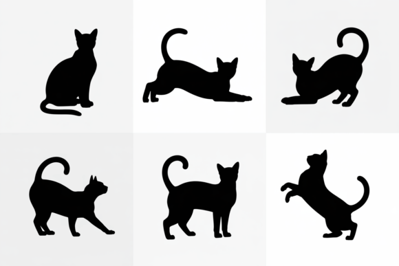 Cat Poses Silhouettes Design