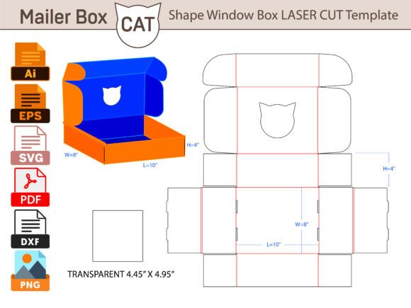Cat Shape Mailer Laser Cut Window Box