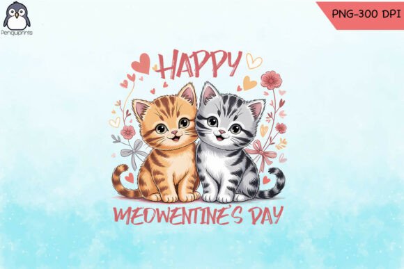 Charming Cat Valentine’s Day PNG Design