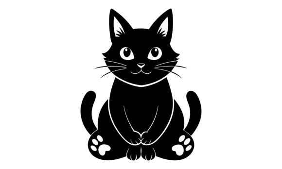 Cute Black Cat Sitting Vector