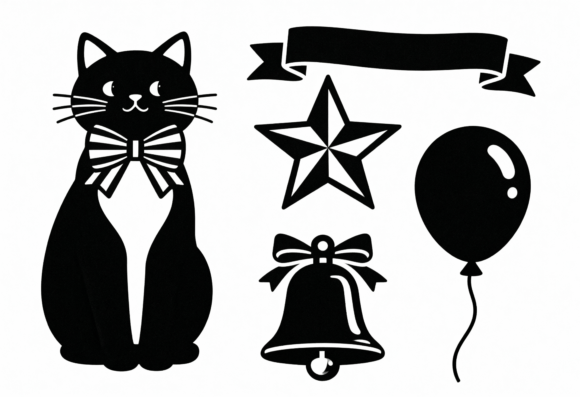 Cute Black Cat with Bow Tie Balloon