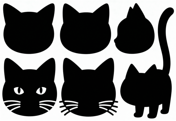 Cute Cat Silhouettes Clipart Bundle
