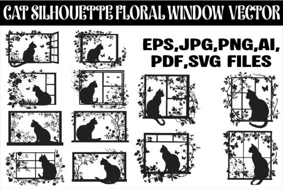 Decorative Window Cat Silhouette with
