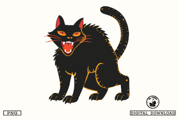 Halloween Vintage Cat PNG Design