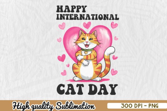 Happy International Cat Day Cute PNG