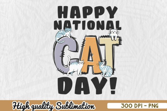 Happy National Cat Day Sublimation PNG