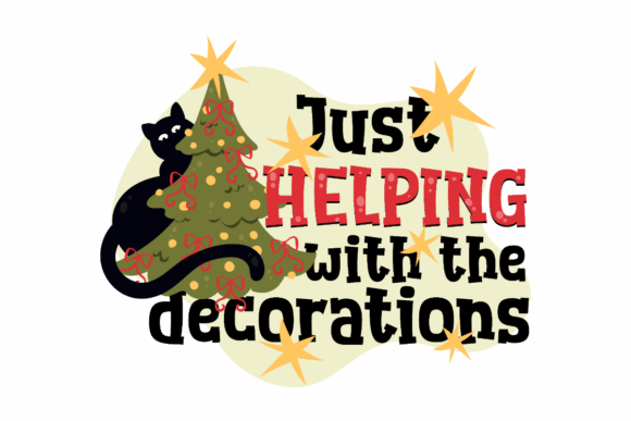 Helping Decorations Christmas Cat