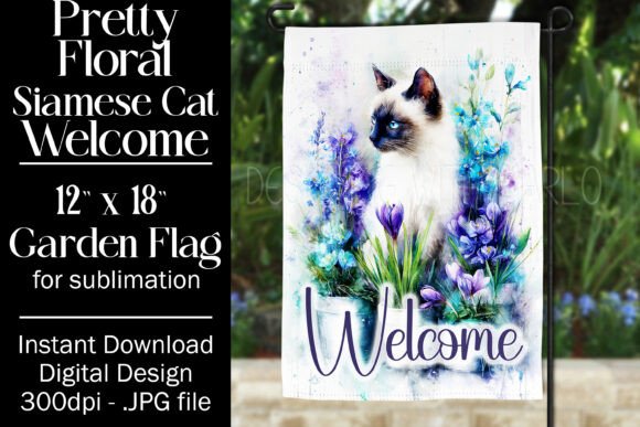 Siamese Cat Garden Flag Sublimation F1