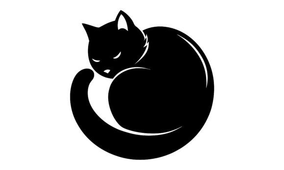 Sleeping Black Cat Silhouette