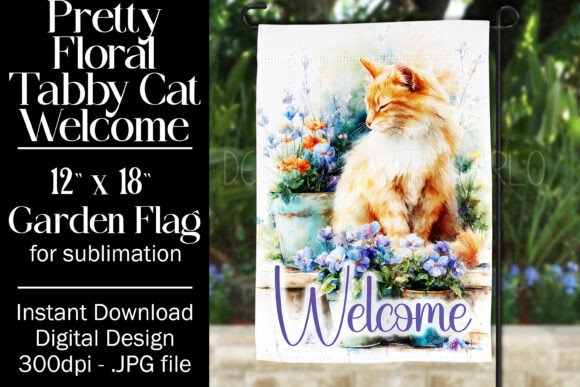 Tabby Cat Garden Flag Sublimation, F1