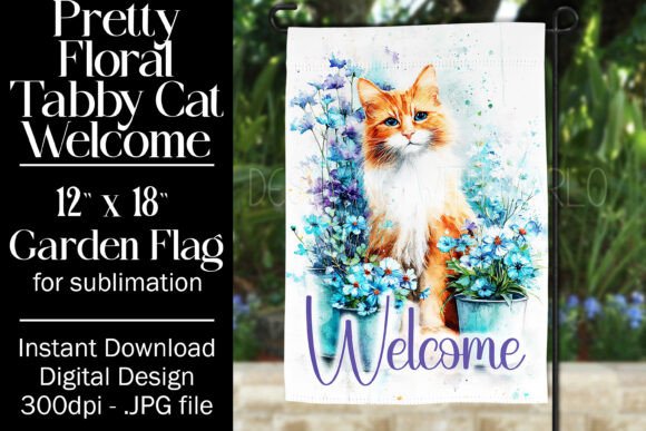 Tabby Cat Garden Flag Sublimation, F2
