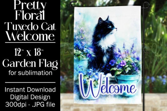Tuxedo Cat Garden Flag Sublimation, F3