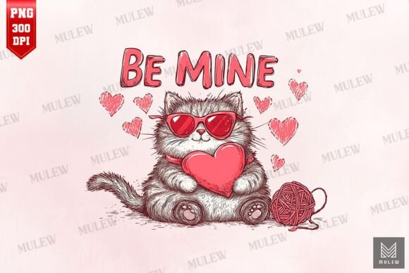 Valentine Cat Be Mine Sublimation PNG