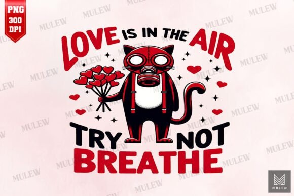 Valentine Cat Love Is in the Air PNG