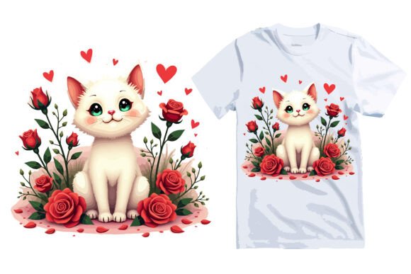 Valentine's Day Cat in a Garden