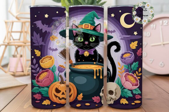 Witchy Black Cat Halloween 20oz Tumbler